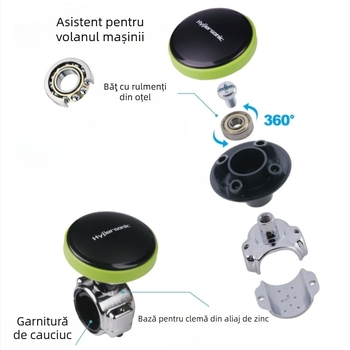 Glob de asistență pentru volan cu rulment – compatibil universal; Material: silicon, ABS, aliaj de aluminiu; Greutate: 190 g; Marcă: Hypersonic