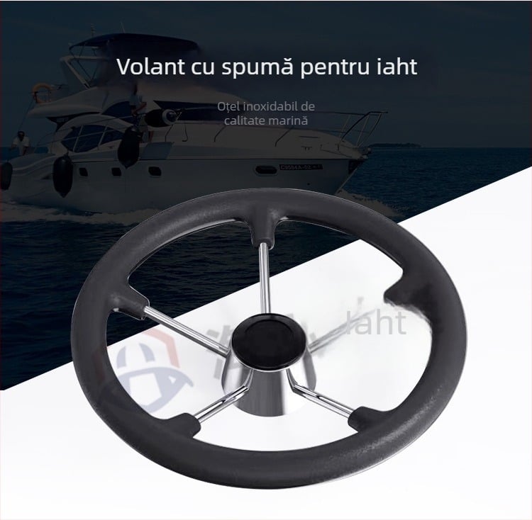 Volan de bord din oțel inoxidabil cu spumă – pentru iahturi, speedboat și bărci de pescuit; model 13770; personalizare disponibilă; piesă standard