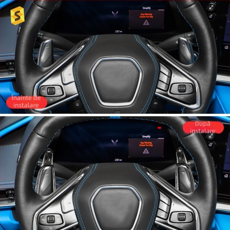 Pedale schimbător din fibră de carbon cu model forjat pentru Chevrolet Corvette C8; Material: fibră de carbon; Brand: Salsa carbon fiber; Personalizare: Da