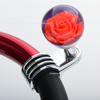 Volan universal din acrilic pentru mașină, bilă de asistență pentru volan, design floare de cristal; personalizare disponibilă