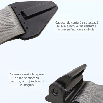Carfu Fixator reglabil pentru centura de siguranță a copiilor, cu design anti-strangulare, din poliester