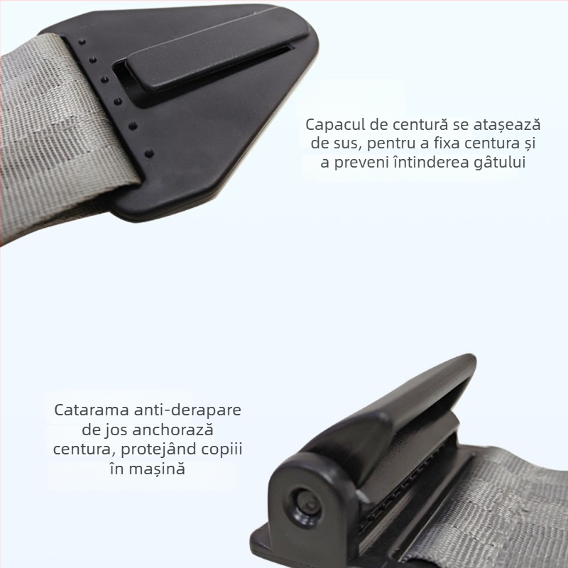 Carfu Fixator reglabil pentru centura de siguranță a copiilor, cu design anti-strangulare, din poliester