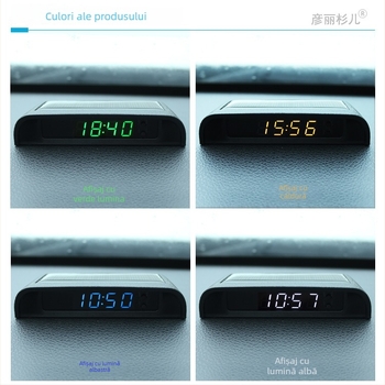 Ceas auto alimentat solar, cu temperatură și umiditate digitale, montaj universal, fără cabluri