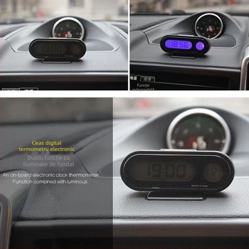 Măsurător digital de temperatură și umiditate pentru mașină, cu ventuză, afișaj LCD transparent, corp din plastic, marcă Town Head