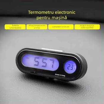 Măsurător digital de temperatură și umiditate pentru mașină, cu ventuză, afișaj LCD transparent, corp din plastic, marcă Town Head
