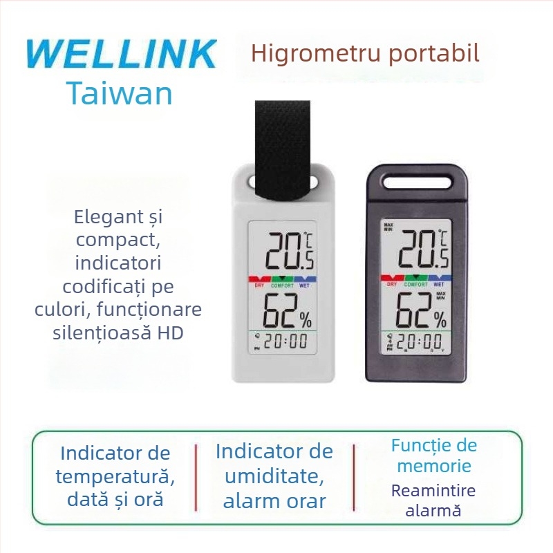 Aim Termometru portabil pentru exterior și interior cu senzor de umiditate și ceas compact | Brand: Aim; Tip: Alte termometre; Rezoluția temperaturii: Alte