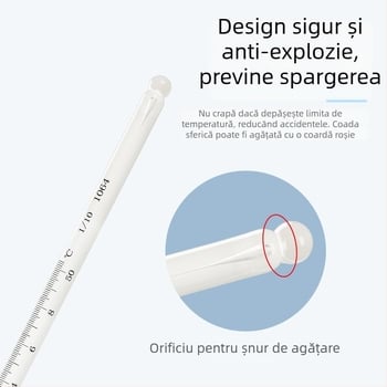 Termometru cu mercur, precizie înaltă 0.1 pentru laborator industrial, tip tijă de sticlă