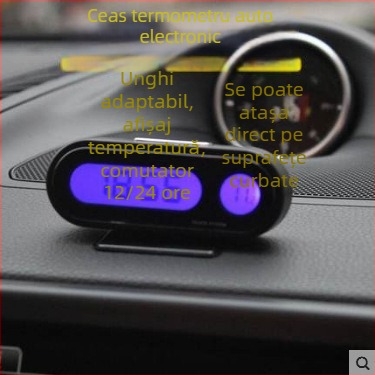 Town Head 3-în-1 aparat digital pentru autovehicul, temperatură și umiditate, detector de tensiune, termometru interior și exterior, ceas electronic