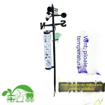 Stație meteorologică de grădină cu termometru exterior, pluviometru și indicator direcției vântului – unghi reglabil.