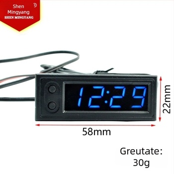 Modul de ceas încorporat pentru mașină cu afișaj timp, temperatură duală și monitorizare a tensiunii