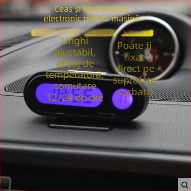 Town Head senzor auto digital pentru temperatură și umiditate cu ceas luminos, design axial K02