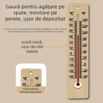 Termometru și higrometru din lemn pentru interior — montaj pe perete, pentru camera copiilor, sufragerie sau dormitor, decor creativ