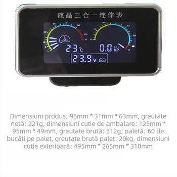 Afișaj LCD trei în unu: temperatură a apei, tensiune și presiune a uleiului, 24V