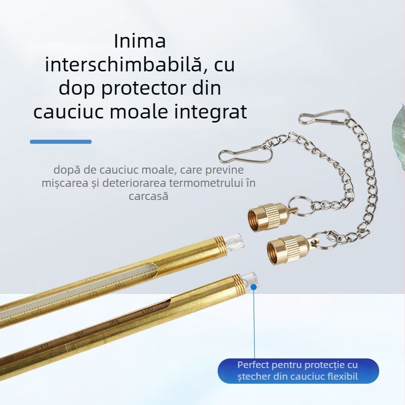 Termometru minier industrial cu înveliș protector metalic, carcase din cupru și oțel inoxidabil, mercur, precizie înaltă