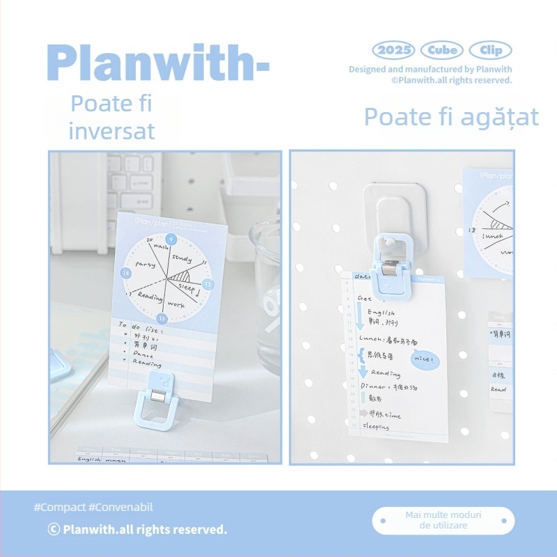 Clip Portofel Cub - Planwith Mini Clip Multifuncțional pentru Note și Facturi (Brand: Planwith; Material: Plastic; Cod: 202506300203)