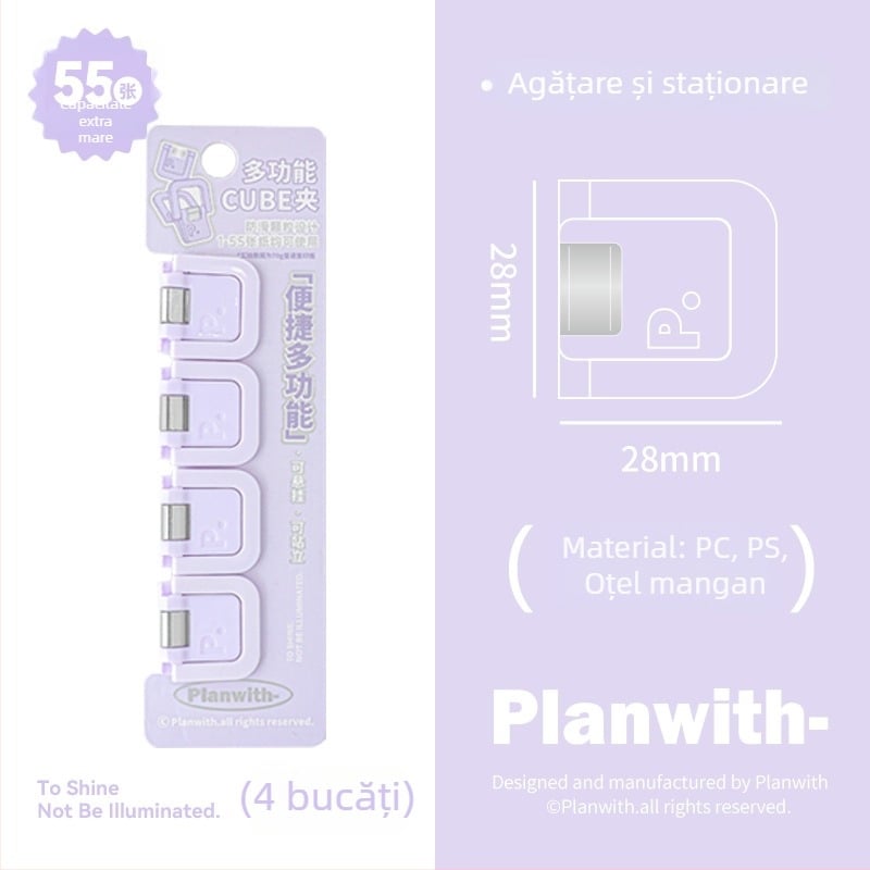 Clip Portofel Cub - Planwith Mini Clip Multifuncțional pentru Note și Facturi (Brand: Planwith; Material: Plastic; Cod: 202506300203)