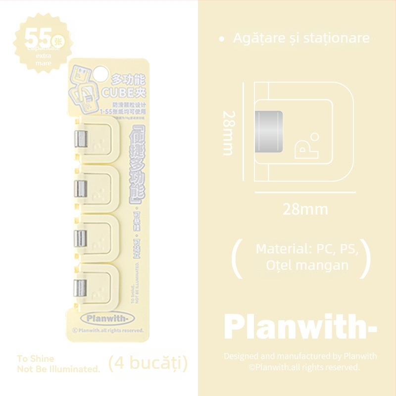 Clip Portofel Cub - Planwith Mini Clip Multifuncțional pentru Note și Facturi (Brand: Planwith; Material: Plastic; Cod: 202506300203)