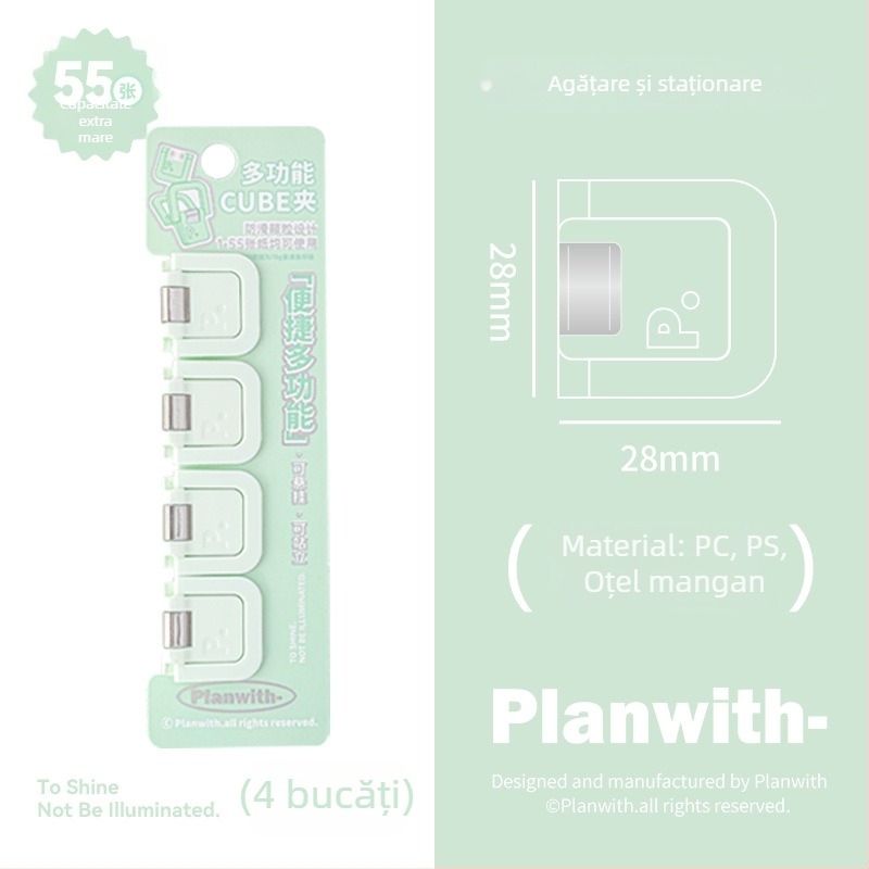 Clip Portofel Cub - Planwith Mini Clip Multifuncțional pentru Note și Facturi (Brand: Planwith; Material: Plastic; Cod: 202506300203)