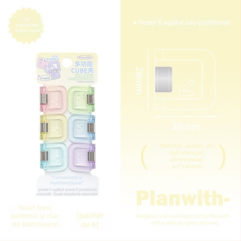 Clip Portofel Cub - Planwith Mini Clip Multifuncțional pentru Note și Facturi (Brand: Planwith; Material: Plastic; Cod: 202506300203)