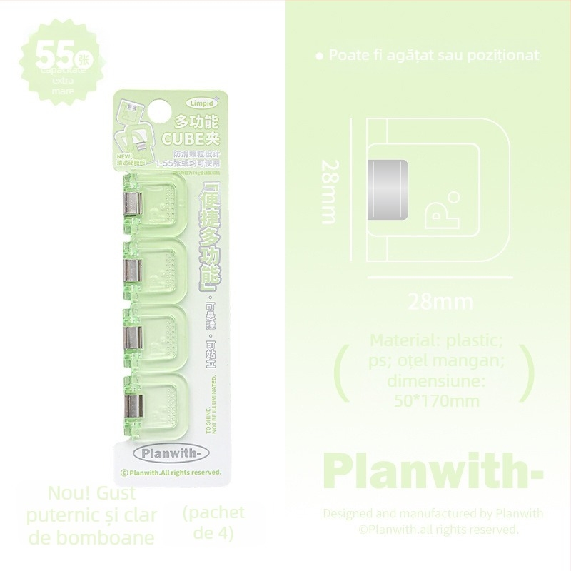 Clip Portofel Cub - Planwith Mini Clip Multifuncțional pentru Note și Facturi (Brand: Planwith; Material: Plastic; Cod: 202506300203)