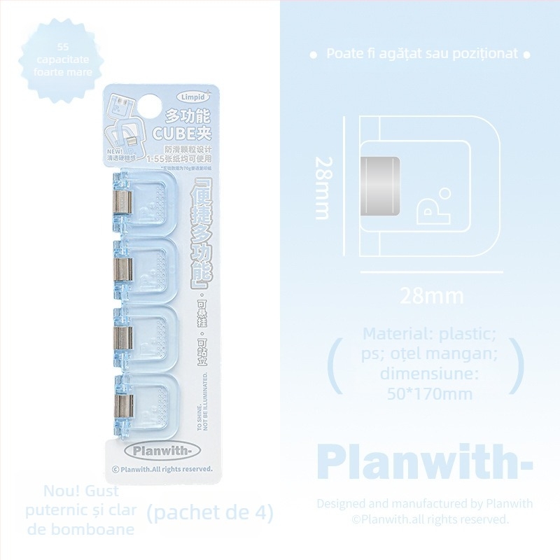 Clip Portofel Cub - Planwith Mini Clip Multifuncțional pentru Note și Facturi (Brand: Planwith; Material: Plastic; Cod: 202506300203)