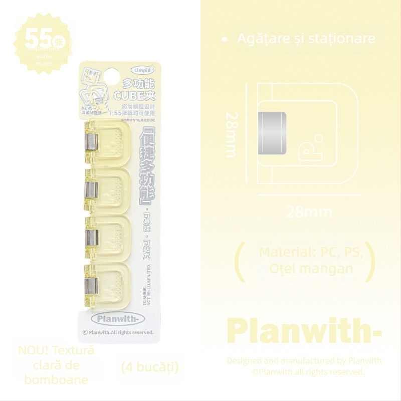 Clip Portofel Cub - Planwith Mini Clip Multifuncțional pentru Note și Facturi (Brand: Planwith; Material: Plastic; Cod: 202506300203)