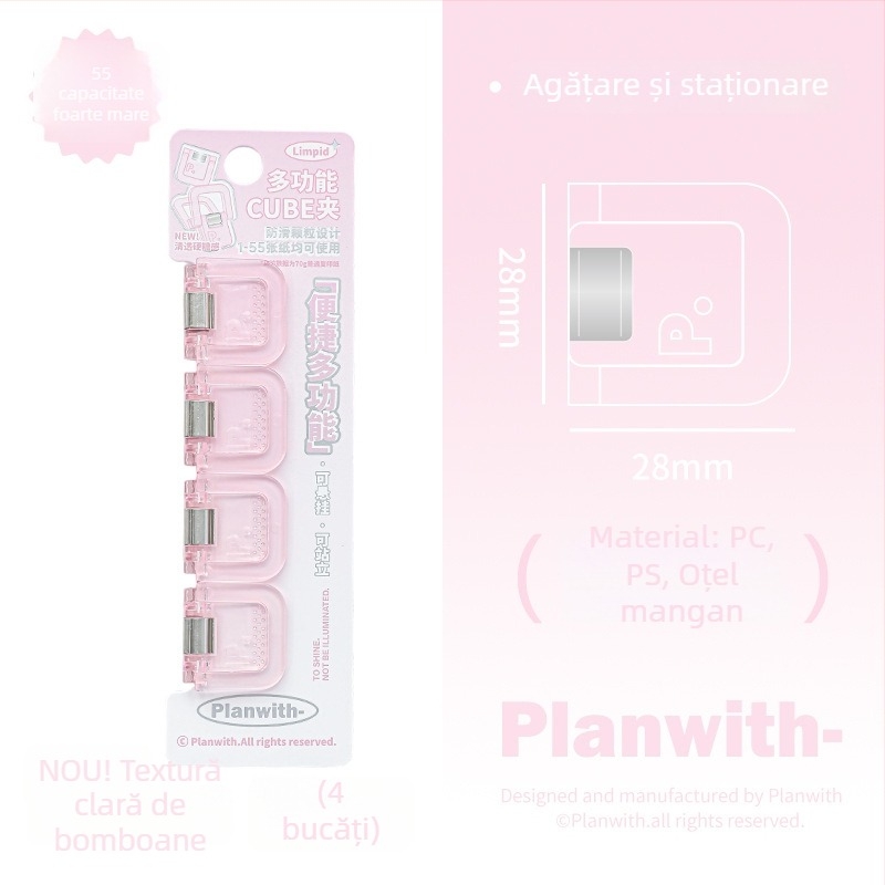 Clip Portofel Cub - Planwith Mini Clip Multifuncțional pentru Note și Facturi (Brand: Planwith; Material: Plastic; Cod: 202506300203)