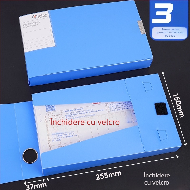 Cutie de fișiere pentru facturi – material PP, logo personalizabil, opțiuni de personalizare