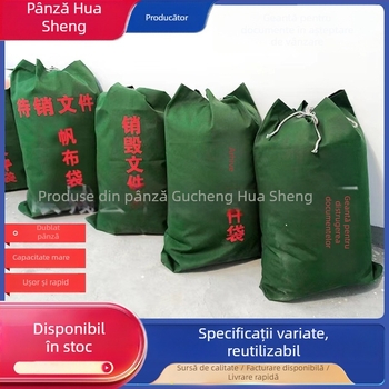 Geantă confidențială pentru documente, din pânză, închidere cu șnur, construcție cu bază și panouri laterale, personalizabilă, marcă Huasheng Canvas