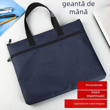 YT256 Geantă de documente din Oxford cu elasticitate înaltă, geantă de afaceri cu fermoar, unisex, două compartimente, posibilitate personalizare logo