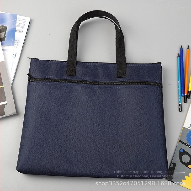 YT256 Geantă de documente din Oxford cu elasticitate înaltă, geantă de afaceri cu fermoar, unisex, două compartimente, posibilitate personalizare logo