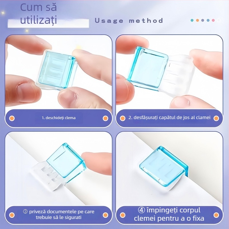 Qiwang clip de colț din plastic cu mecanism push-pull pentru organizarea documentelor