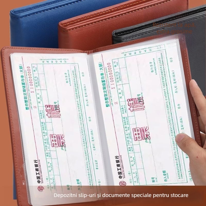 Organizator pentru carnetul de economii și documente – model G30014, 40 de pagini, suport pentru carnet și depozitare bancnote