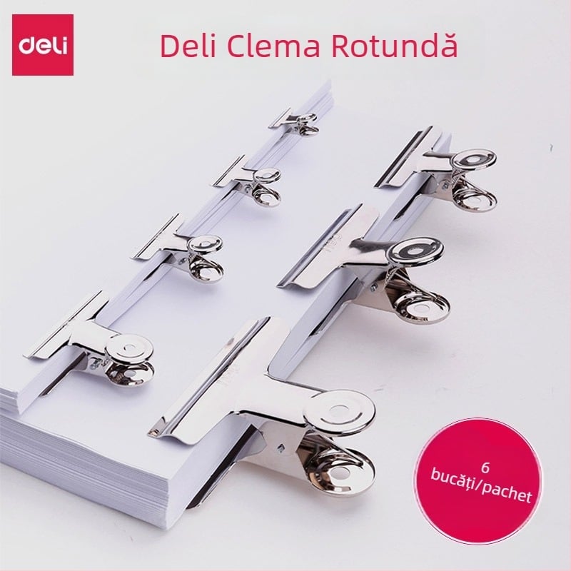 Deli 9523 Clip rotund pentru bilete, Clip metalic, 6 buc., 51 mm