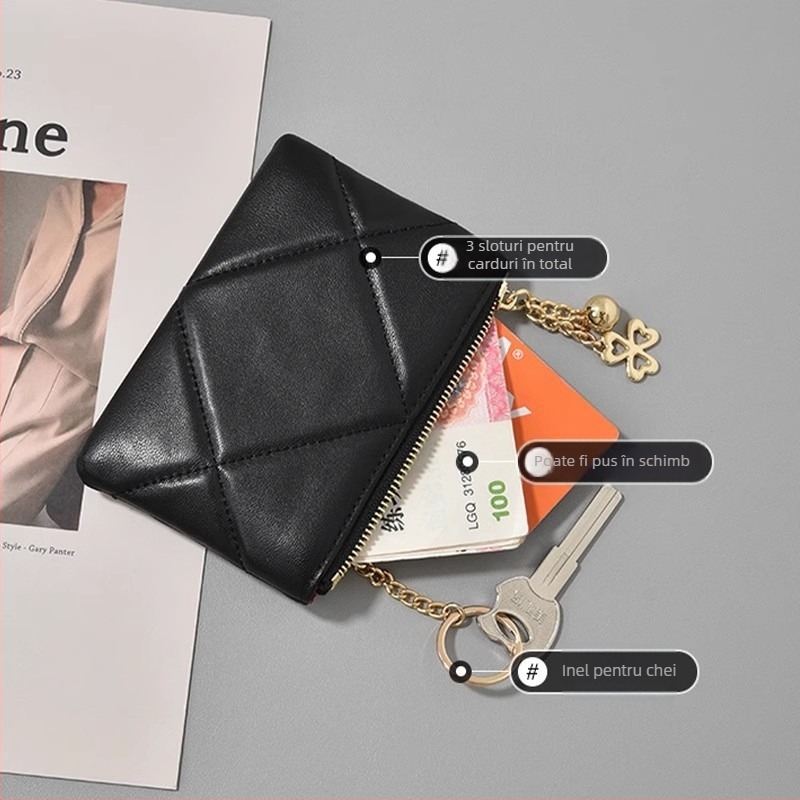 Portofel pentru femei PU cu suport pentru carduri – mini portofel compact pentru utilizare zilnică, primăvara 2025