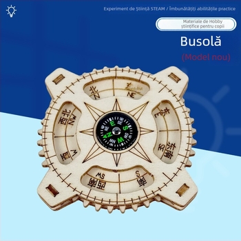 Kit DIY busolă din lemn pentru copii — jucărie educațională STEM pentru 7–14 ani, dezvoltă coordonarea mână-ochi și abilitățile cognitive