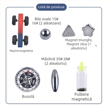 Kit de experiențe științifice cu busolă magnetică — jucărie educativă pentru dezvoltarea intelectuală, învățare practică, coordonare mână-ochi (7–14 ani)