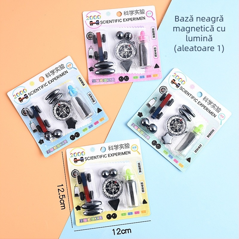 Kit de experiențe științifice cu busolă magnetică — jucărie educativă pentru dezvoltarea intelectuală, învățare practică, coordonare mână-ochi (7–14 ani)