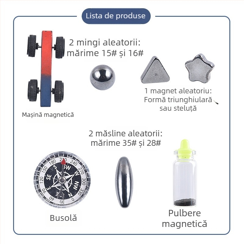 Set de experimente științifice cu magnet și busolă — jucărie educativă de fizică, învățare interactivă pentru copii 7–14 ani