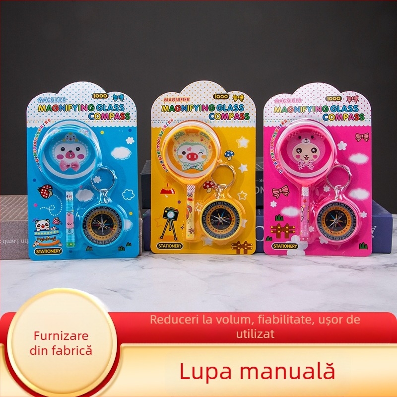 Jucărie educațională: set lupă și busolă – Plastic, vârstă 3–6 ani, Ze Yu, ambalaj tavă, dezvoltare emoțională, vedere și intelectuală
