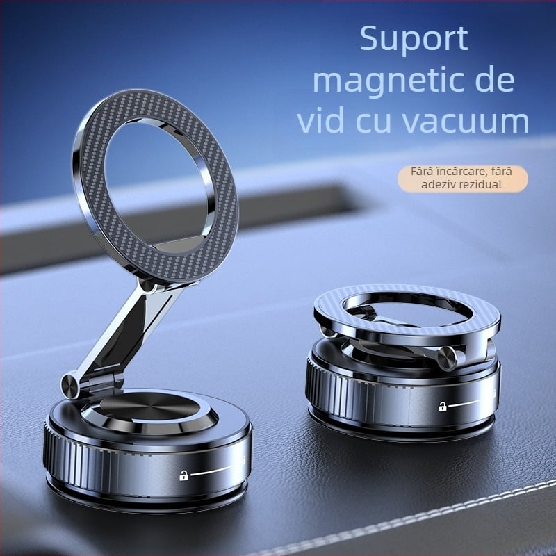 Suport pentru telefon auto cu ventuză, cadru metalic, rotire 360°, compatibil universal