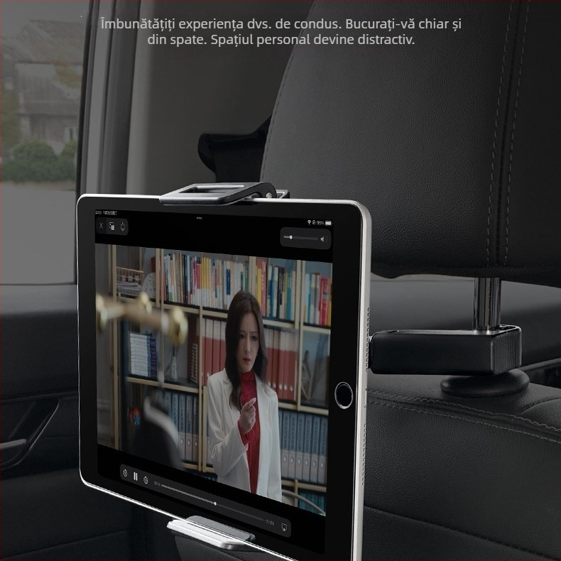 Suport pentru telefon și tabletă pentru tetiera din spate a mașinii, rotire de 360°, braț telescopic, potrivire universală, ABS, montaj snap-on