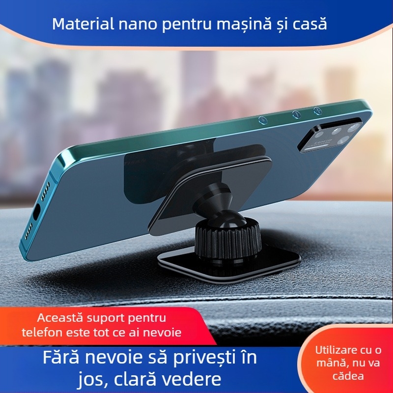 Suport multifuncțional pentru telefon pentru mașină, cu ventuză și montaj adeziv, pentru bord