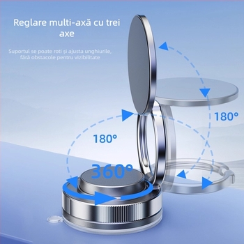 Suport auto pentru telefon cu absorbție în vid și fixare magnetică, universal, montaj cu ventuză