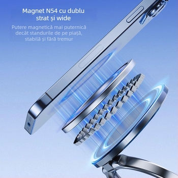 Suport auto pentru telefon cu absorbție în vid și fixare magnetică, universal, montaj cu ventuză