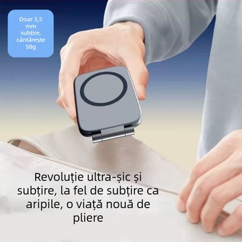 Suport magnetic pentru telefon auto, pliabil, cu montaj adeziv pe bord – universal, compatibil cu panoul de bord