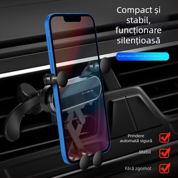 Suport auto pentru telefon cu montare pe ventilatie, rotire 360°, suport stabil pentru navigație