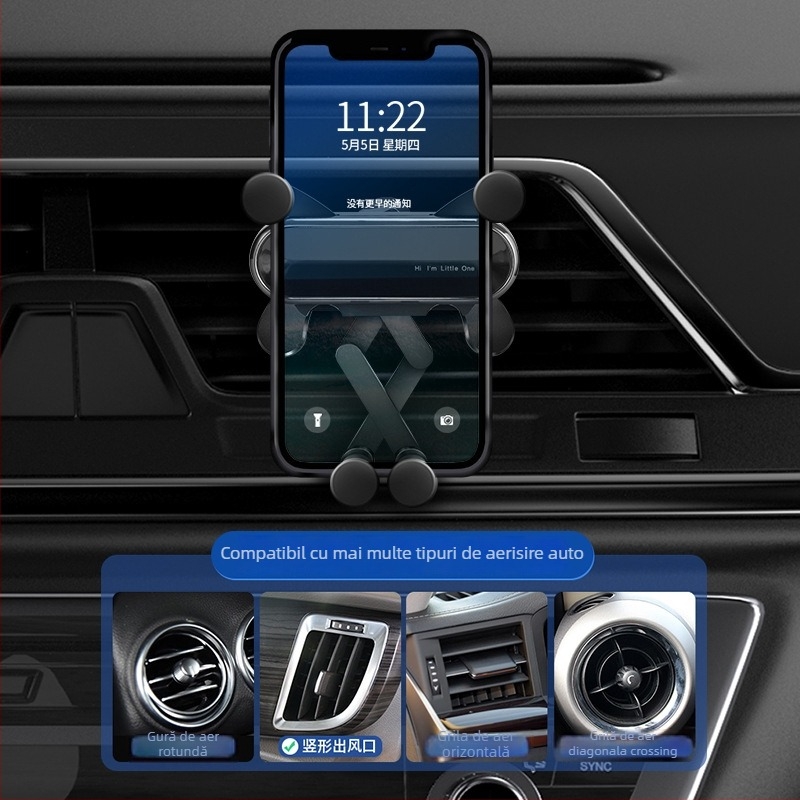 Suport auto pentru telefon cu montare pe ventilatie, rotire 360°, suport stabil pentru navigație