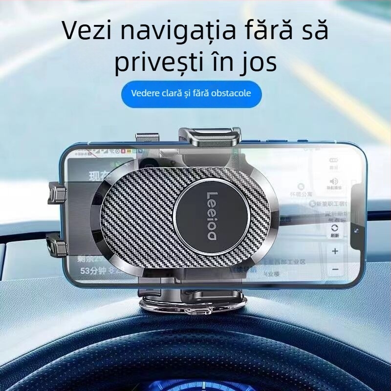 Suport pentru telefon auto pentru navigație, montaj cu ventuză, compatibil universal cu panoul de bord, rotație de 360°