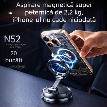 Suport universal magnetic pentru telefon auto, cu ventuză pe parbriz, navigație GPS
